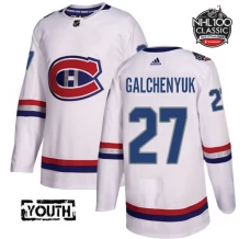 Lasten Montreal Canadiens Alex Galchenyuk 27 Pelipaita 2017 100 Classic Patch Valkoinen Authentic