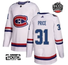 Lasten Montreal Canadiens Carey Price 31 Pelipaita 2017 100 Classic Patch Valkoinen Authentic