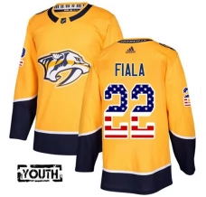 Lasten Nashville Predators Kevin Fiala 22 Pelipaita USA Flag Fashion Kulta Authentic