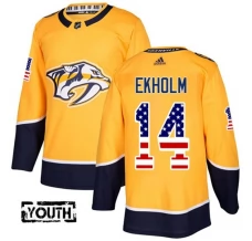 Lasten Nashville Predators Mattias Ekholm 14 Pelipaita USA Flag Fashion Kulta Authentic