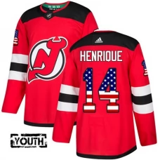 Lasten New Jersey Devils Adam Henrique 14 Pelipaita USA Flag Fashion Punainen Authentic