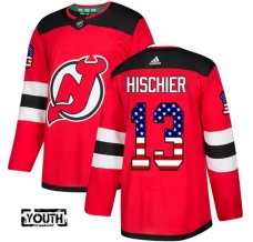 Lasten New Jersey Devils Nico Hischier 13 Pelipaita USA Flag Fashion Punainen Authentic