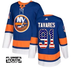 Lasten New York Islanders John Tavares 91 Pelipaita USA Flag Fashion Sininen Authentic