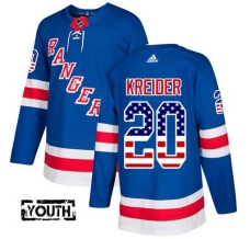 Lasten New York Rangers Chris Kreider 20 Pelipaita USA Flag Fashion Sininen Authentic