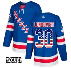 Lasten New York Rangers Henrik Lundqvist 30 Pelipaita USA Flag Fashion Sininen Authentic