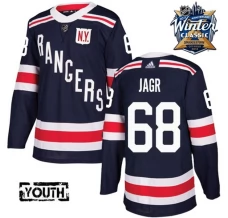 Lasten New York Rangers Jaromir Jagr 68 Pelipaita 2018 Winter Classic Patch Navy Authentic