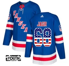 Lasten New York Rangers Jaromir Jagr 68 Pelipaita USA Flag Fashion Sininen Authentic