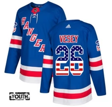 Lasten New York Rangers Jimmy Vesey 26 Pelipaita USA Flag Fashion Royal Sininen Authentic