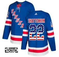 Lasten New York Rangers Kevin Shattenkirk 22 Pelipaita USA Flag Fashion Sininen Authentic
