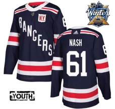 Lasten New York Rangers Rick Nash 61 Pelipaita 2018 Winter Classic Patch Navy Authentic