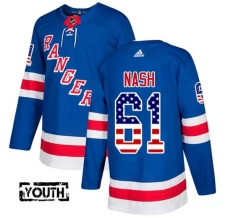 Lasten New York Rangers Rick Nash 61 Pelipaita USA Flag Fashion Sininen Authentic