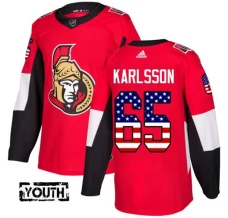 Lasten Ottawa Senators Erik Karlsson 65 Pelipaita USA Flag Fashion Punainen Authentic