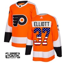 Lasten Philadelphia Flyers Brian Elliott 37 Pelipaita USA Flag Fashion Oranssi Authentic