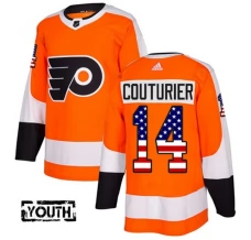 Lasten Philadelphia Flyers Sean Couturier 14 Pelipaita USA Flag Fashion Oranssi Authentic