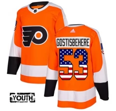 Lasten Philadelphia Flyers Shayne Gostisbehere 53 Pelipaita USA Flag Fashion Oranssi Authentic