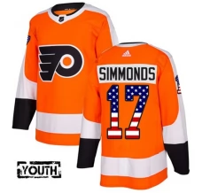 Lasten Philadelphia Flyers Wayne Simmonds 17 Pelipaita USA Flag Fashion Oranssi Authentic
