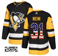 Lasten Pittsburgh Penguins Antti Niemi 31 Pelipaita USA Flag Fashion Musta Authentic