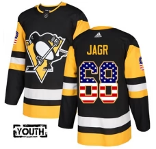 Lasten Pittsburgh Penguins Jaromir Jagr 68 Pelipaita USA Flag Fashion Musta Authentic