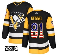 Lasten Pittsburgh Penguins Phil Kessel 81 Pelipaita USA Flag Fashion Musta Authentic