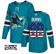 Lasten San Jose Sharks Brent Burns 88 Pelipaita USA Flag Fashion Teal Authentic
