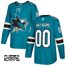 Lasten San Jose Sharks Custom Pelipaita Teal Authentic