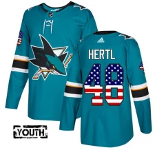 Lasten San Jose Sharks Tomas Hertl 48 Pelipaita USA Flag Fashion Teal Authentic