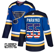 Lasten St. Louis Blues Colton Parayko 55 Pelipaita USA Flag Fashion Sininen Authentic