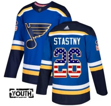 Lasten St. Louis Blues Paul Stastny 26 Pelipaita USA Flag Fashion Sininen Authentic
