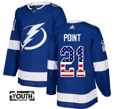 Lasten Tampa Bay Lightning Brayden Point 21 Pelipaita USA Flag Fashion Sininen Authentic