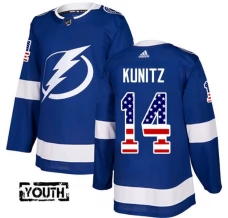 Lasten Tampa Bay Lightning Chris Kunitz 14 Pelipaita USA Flag Fashion Sininen Authentic