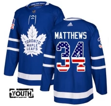 Lasten Toronto Maple Leafs Auston Matthews 34 Pelipaita USA Flag Fashion Sininen Authentic