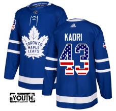 Lasten Toronto Maple Leafs Nazem Kadri 43 Pelipaita USA Flag Fashion Sininen Authentic