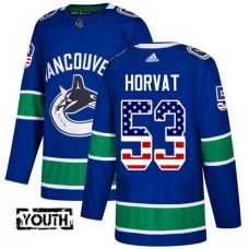 Lasten Vancouver Canucks Bo Horvat 53 Pelipaita USA Flag Fashion Sininen Authentic