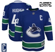 Lasten Vancouver Canucks Quinn Hughes 43 Pelipaita Captain Patch Sininen Premier Koti