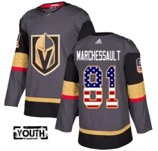 Lasten Vegas Golden Knights Jonathan Marchessault 81 Pelipaita USA Flag Fashion Harmaa Authentic
