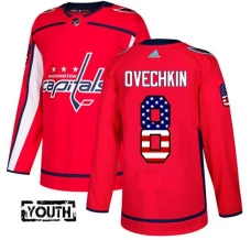 Lasten Washington Capitals Alex Ovechkin 8 Pelipaita USA Flag Fashion Punainen Authentic