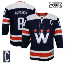Lasten Washington Capitals Alexander Ovechkin 8 Pelipaita 2020-21 Captain Patch Navy Premier Vaihtoehtoinen