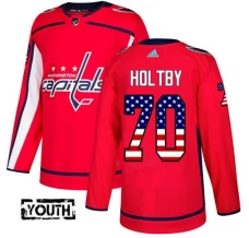 Lasten Washington Capitals Braden Holtby 70 Pelipaita USA Flag Fashion Punainen Authentic