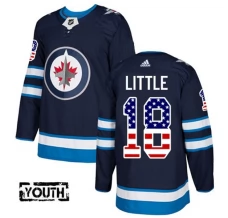 Lasten Winnipeg Jets Bryan Little 18 Pelipaita USA Flag Fashion Navy Authentic