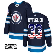 Lasten Winnipeg Jets Dustin Byfuglien 33 Pelipaita USA Flag Fashion Navy Authentic