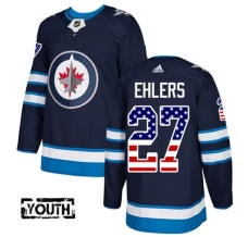 Lasten Winnipeg Jets Nikolaj Ehlers 27 Pelipaita USA Flag Fashion Navy Authentic