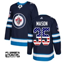 Lasten Winnipeg Jets Steve Mason 35 Pelipaita USA Flag Fashion Navy Authentic