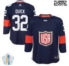 Lasten Yhdysvallat Jonathan Quick 32 Pelipaita 2016 World Cup of Hockey Navy Authentic
