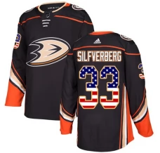 Miesten Anaheim Ducks Jakob Silfverberg 33 Pelipaita USA Flag Fashion Musta Authentic