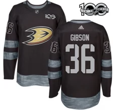 Miesten Anaheim Ducks John Gibson 36 Pelipaita 1917-2017 100th Anniversary Patch Musta Authentic