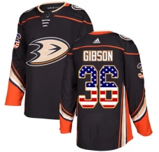 Miesten Anaheim Ducks John Gibson 36 Pelipaita USA Flag Fashion Musta Authentic