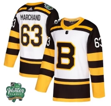 Miesten Boston Bruins Brad Marchand 63 Pelipaita 2019 Winter Classic Patch Valkoinen Authentic