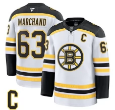 Miesten Boston Bruins Brad Marchand 63 Pelipaita Captain Patch Valkoinen Premium Vieras