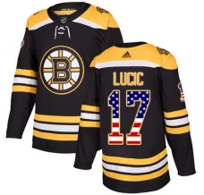 Miesten Boston Bruins Milan Lucic 17 Pelipaita USA Flag Fashion Musta Authentic