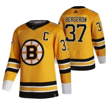 Miesten Boston Bruins Patrice Bergeron 37 Pelipaita 2020-21 Reverse Retro Keltainen Authentic